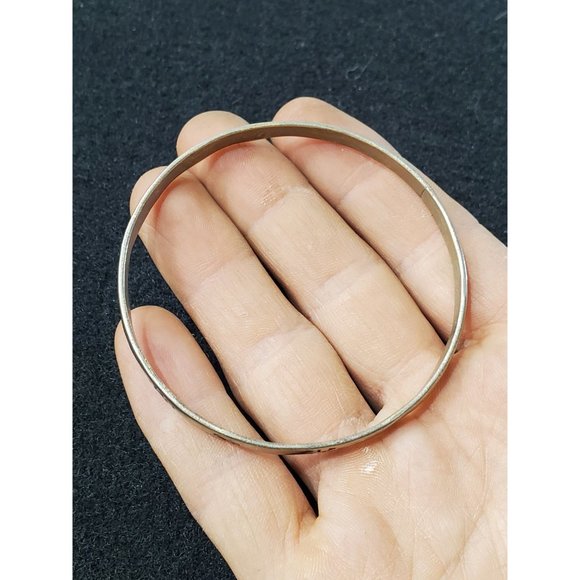 vintage silver bangle bracelet , handmade in Mexico - Eternity Setting E… - Picture 7 of 9